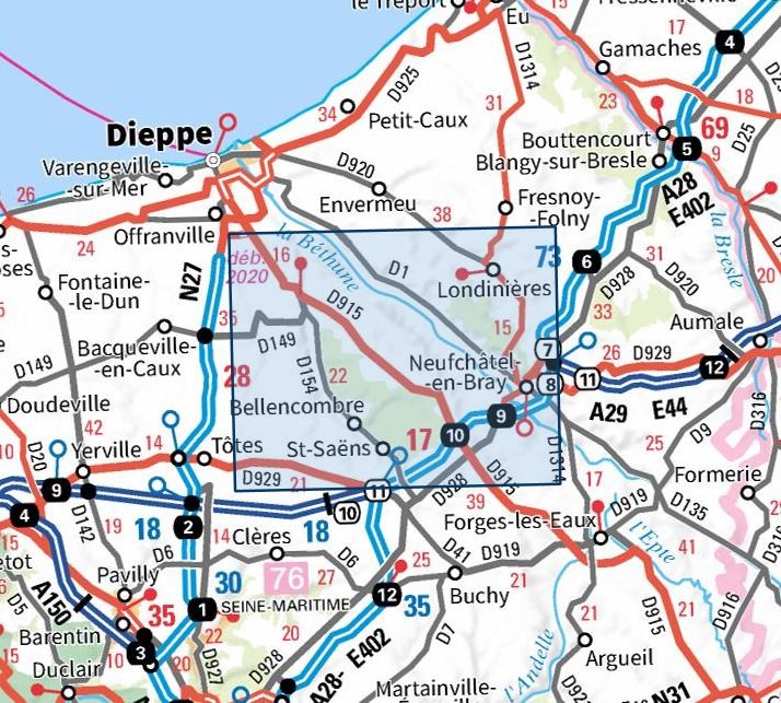 Carte IGN foret eawy neufchatel en bray 2009OT série Top 25