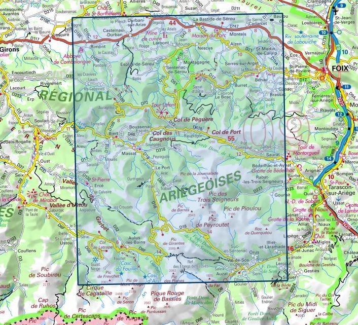 Carte IGN massat pic des 3 seigneurs parc pyerenees ariege 2047ET série Top 25
