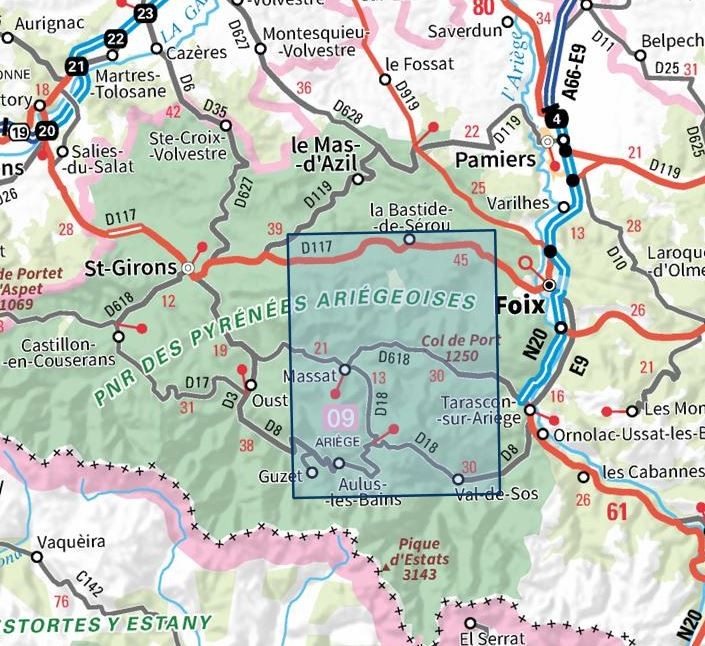 Carte IGN massat pic des 3 seigneurs parc pyerenees ariege 2047ET série Top 25