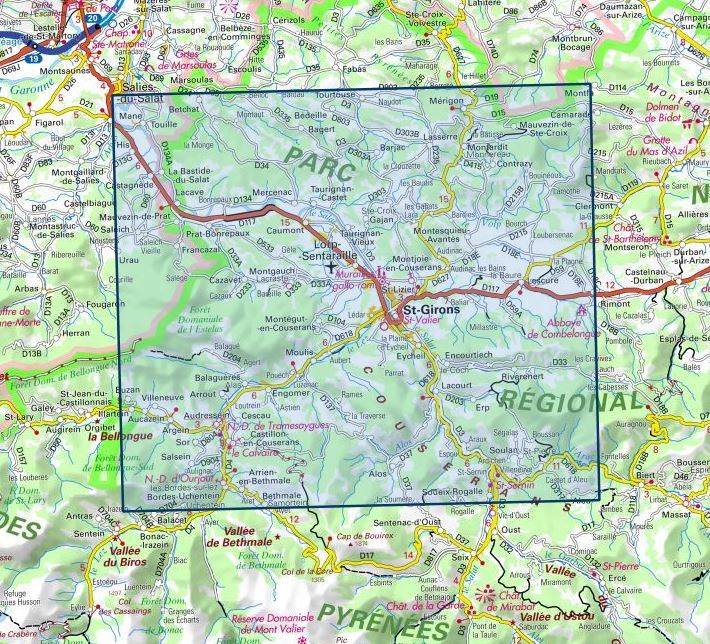 Carte IGN saint girons couserans 2047OT série Top 25
