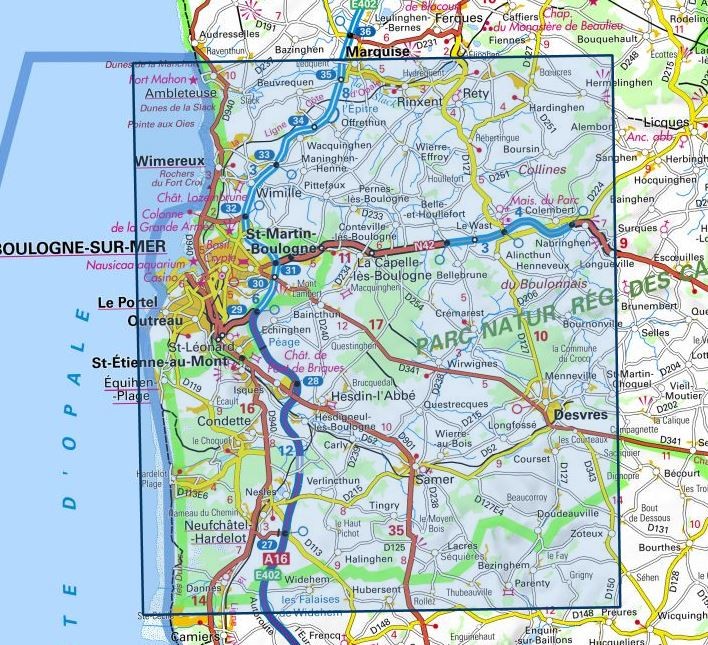 Carte IGN boulogne sur mer 2104ET série Top 25
