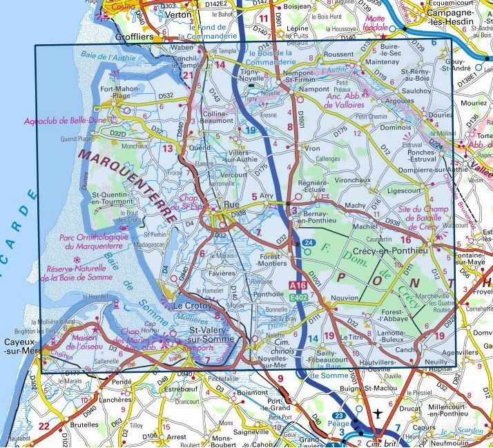 Carte IGN baie de somme le crotoy fort mahon plage 2106ET série Top 25