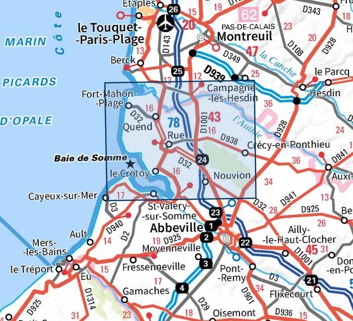 Carte IGN baie de somme le crotoy fort mahon plage 2106ET série Top 25