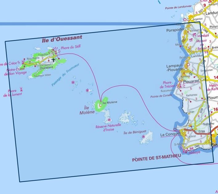 Carte IGN Ile ouessant le conquet 0317OT série Top 25