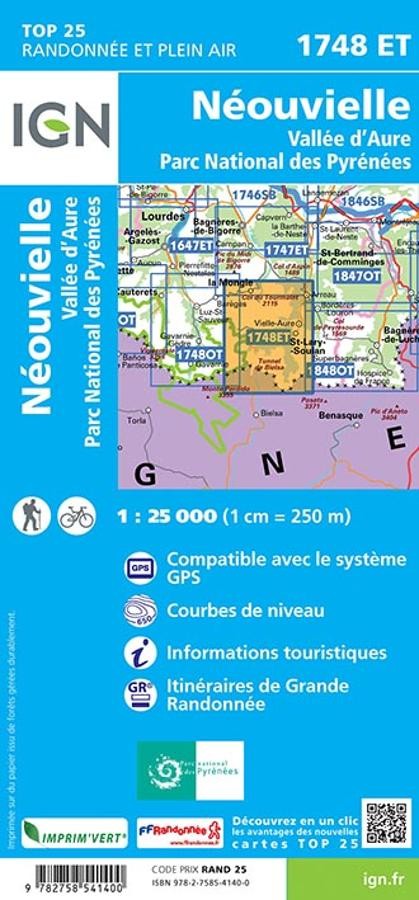 Carte IGN neouvielle vallee aure 1748ET série Top 25