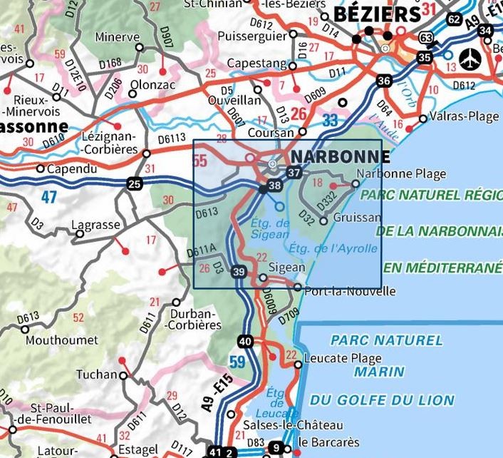 Carte IGN narbonne 2546OT série Top 25