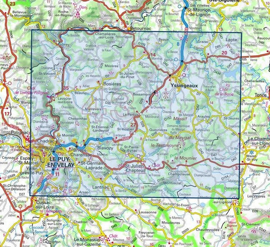 Carte IGN le puy en velay yssingeaux 2835OT série Top 25