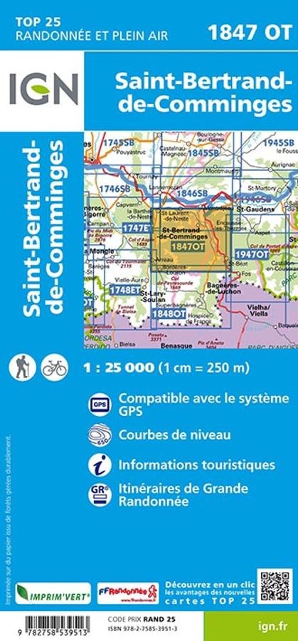 Carte IGN saint bertrand de comminges 1847OT série Top 25