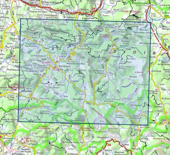 Carte IGN dieulefit saint nazaire le desert foret de sao 3138OT série Top 25