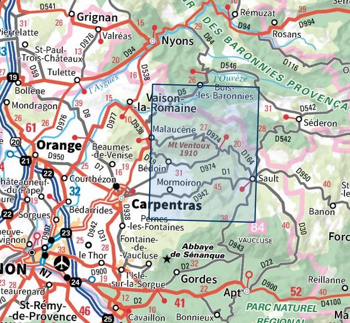 Carte IGN Mont Ventoux 3140ET série Top 25