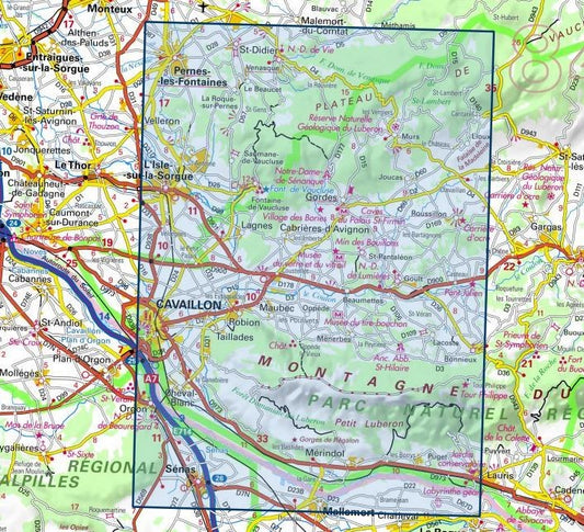 Carte IGN cavaillon fontaine de vaucluse parc du luberon 3142OT série Top 25