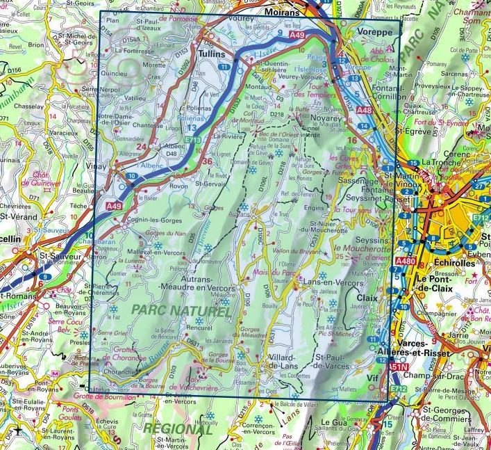 Carte IGN autrans gorges bourne parc national vercors 3235OT série Top 25