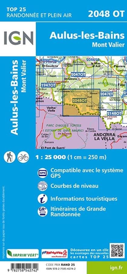 Carte IGN aulus les bains 2048OT série Top 25