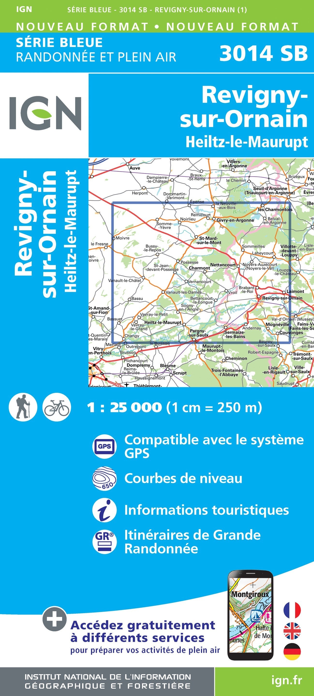 Carte randonnée Révigny-sur-Ornain | série Bleue IGN