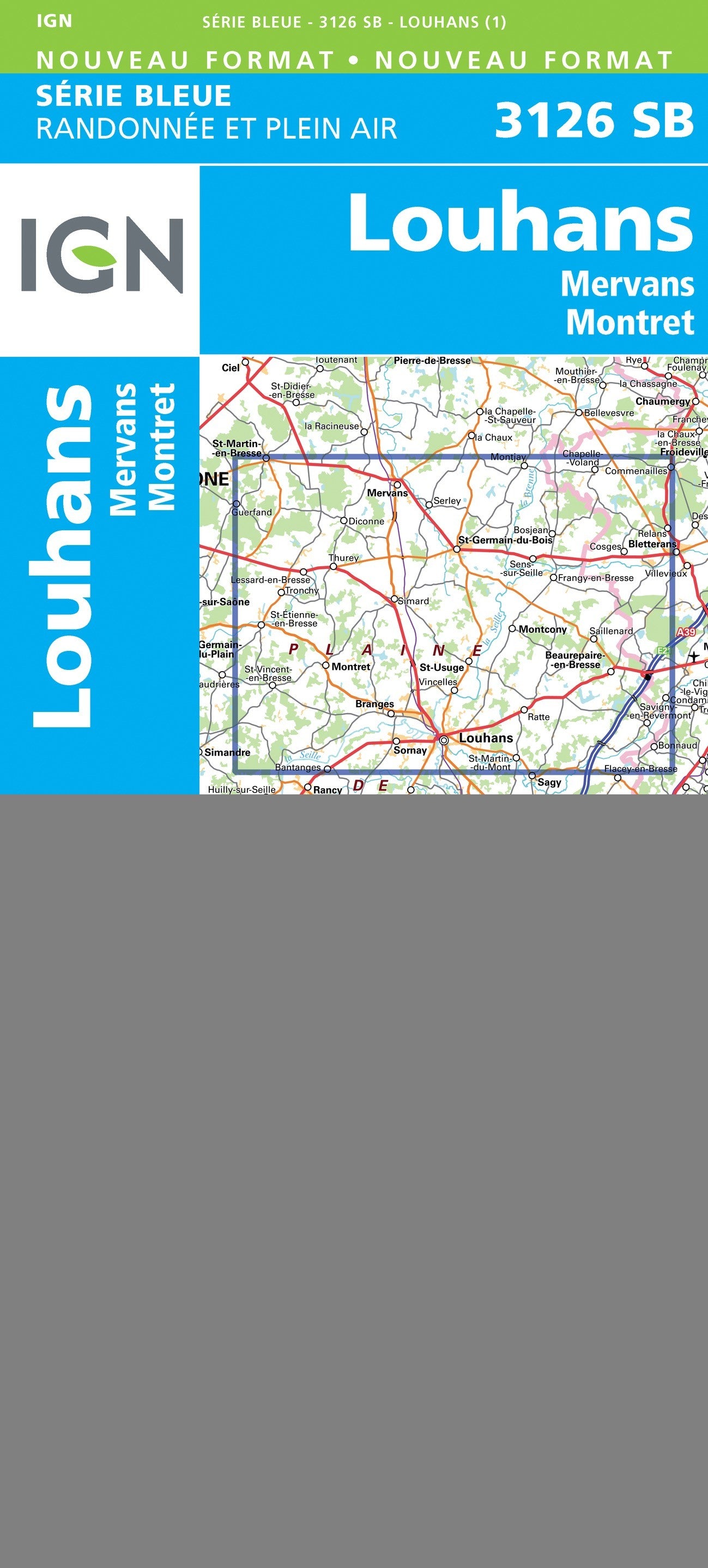 Carte randonnée Louhans.Mervans.Montret | série Bleue IGN