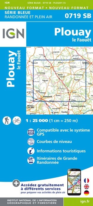Carte randonnée Plouay / Le Faouet | série Bleue IGN