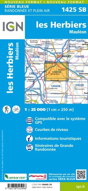 Carte randonnée les Herbiers/Mauléon | série Bleue IGN