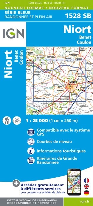 Carte randonnée Niort/Benet/Coulon | série Bleue IGN