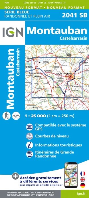 Carte randonnée Montauban/Castelsarrasin | série Bleue IGN