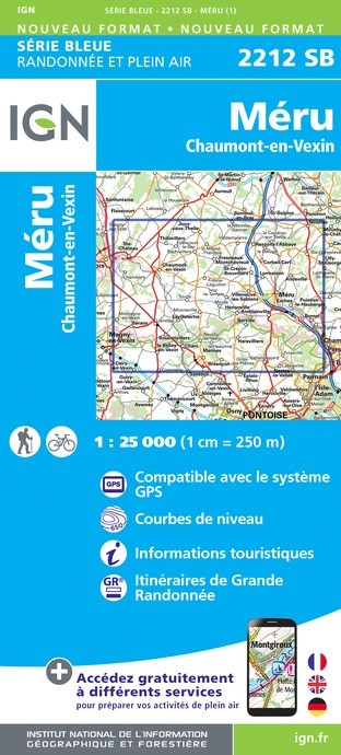 Carte randonnée Méru/Chaumont-en-Vexin | série Bleue IGN