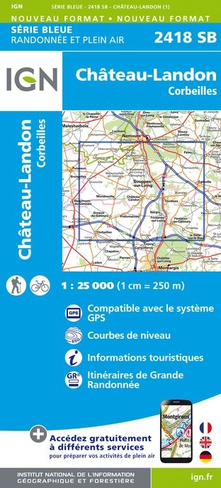 Carte randonnée Château-Landon/Corbeilles | série Bleue IGN