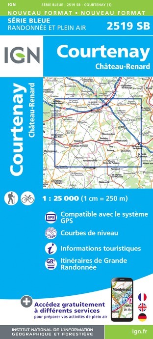 Carte randonnée Courtenay/Château-Renard | série Bleue IGN