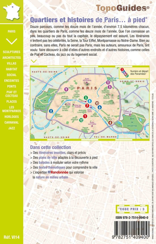 Quartiers et histoires de Paris à pied | Topoguide FFRP
