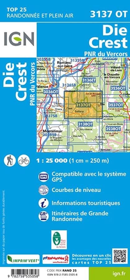 Carte IGN Die Crest 3137OT série Top 25