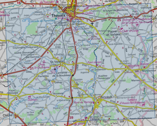 Carte randonnée Thouars/Airvault | série Bleue IGN