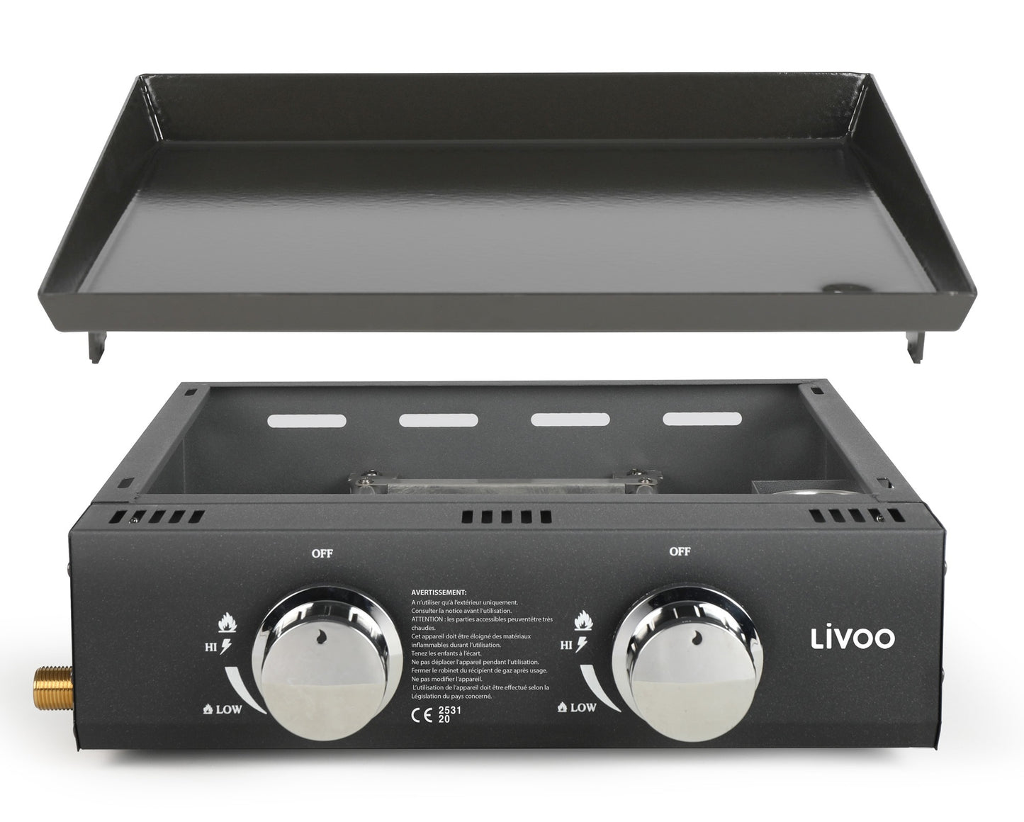 Plancha au gaz avec 2 bruleurs | LIVOO