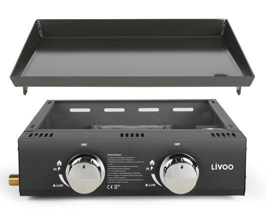 Plancha au gaz avec 2 bruleurs | LIVOO