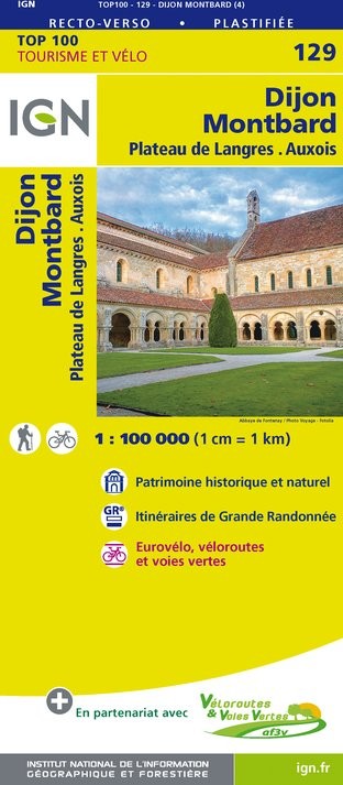 Carte Ign N° 129 Dijon Montbard - Plateau De Langres Auxois