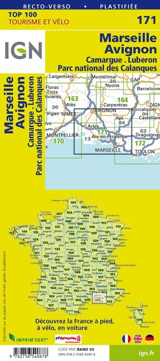 Carte Ign N° 171 Marseille Avignon - Camargue Luberon Pn Des Calanques