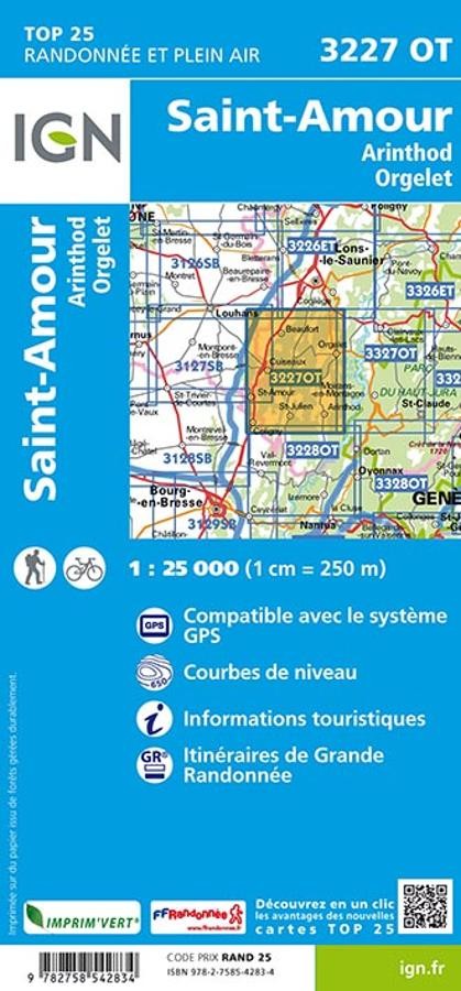 Carte IGN saint amour orgelet 3227OT série Top 25