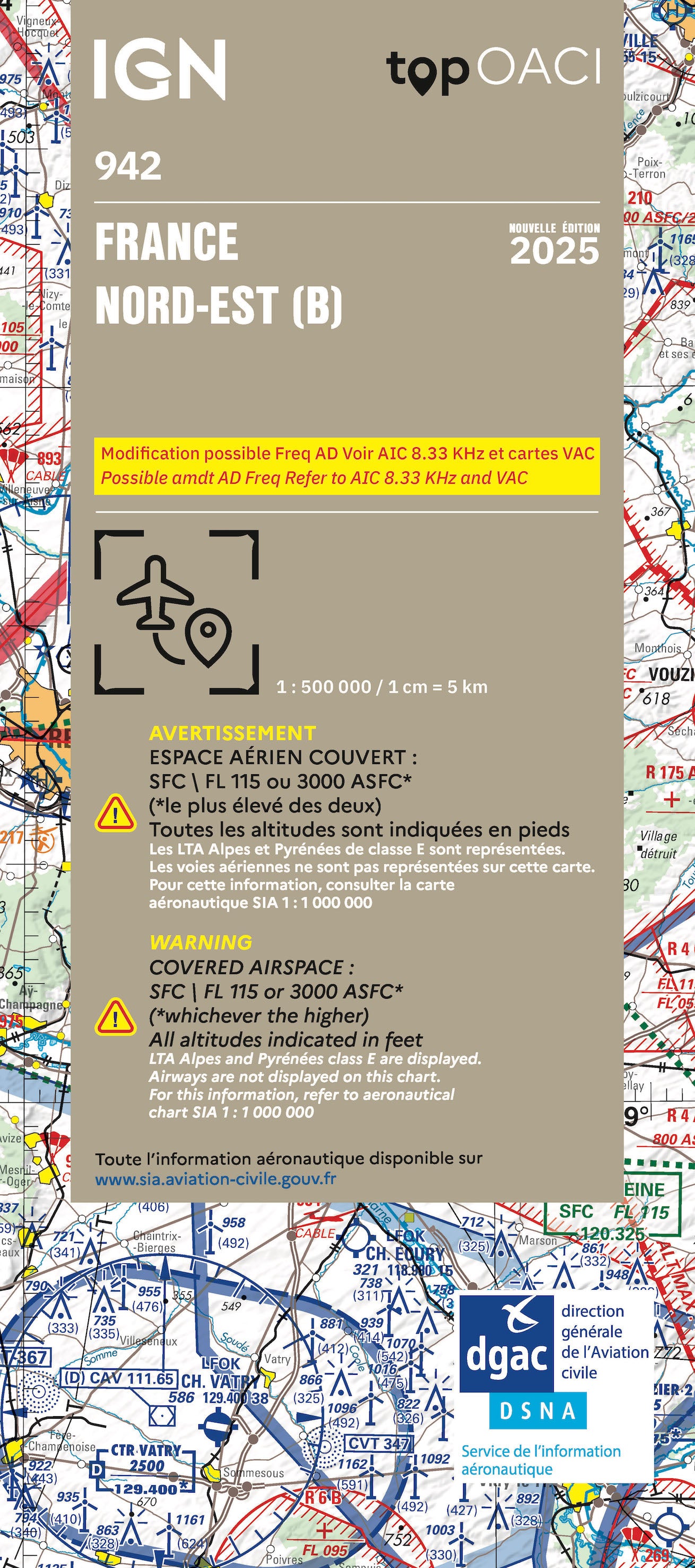Carte IGN OACI 942 Nord-Est édition 2025