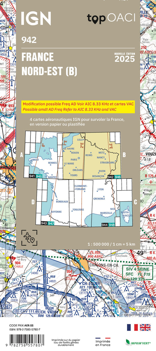 Carte IGN OACI 942 NORD-EST édition 2025