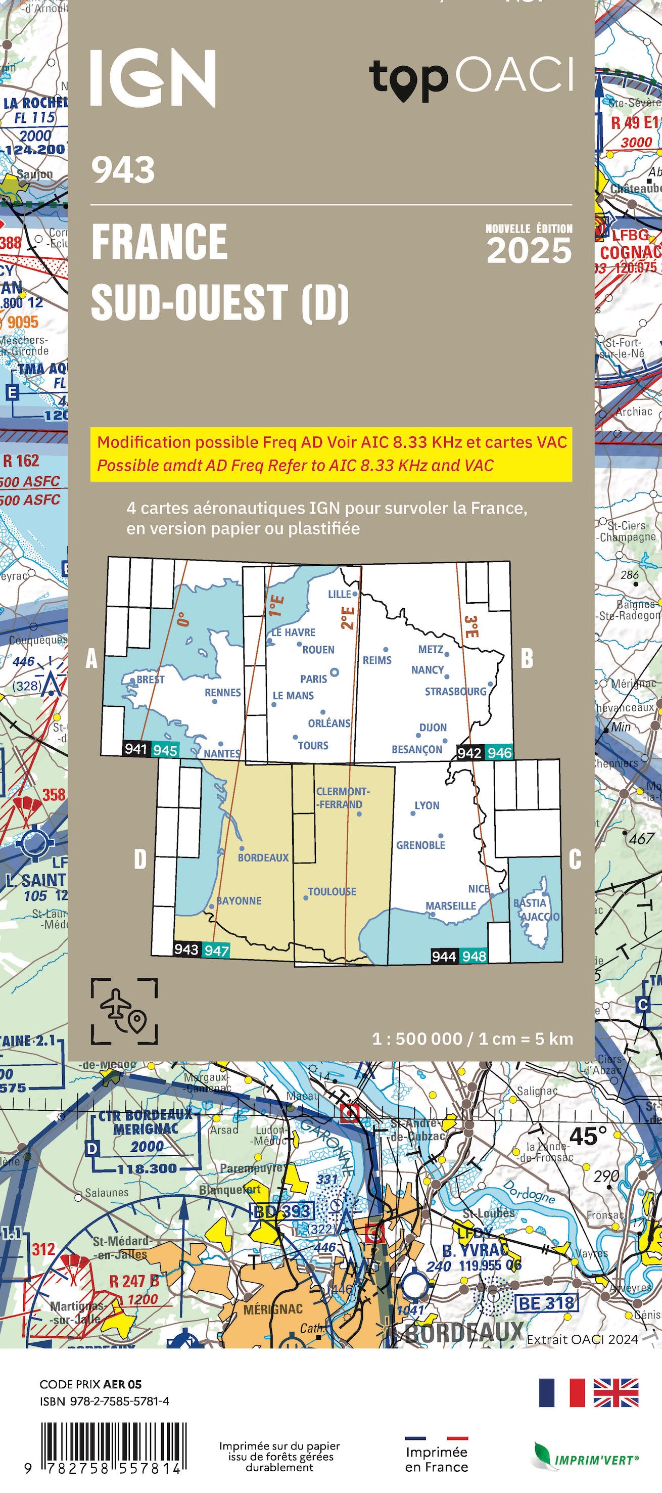 Carte OACI 943 édition 2025 sud-ouest