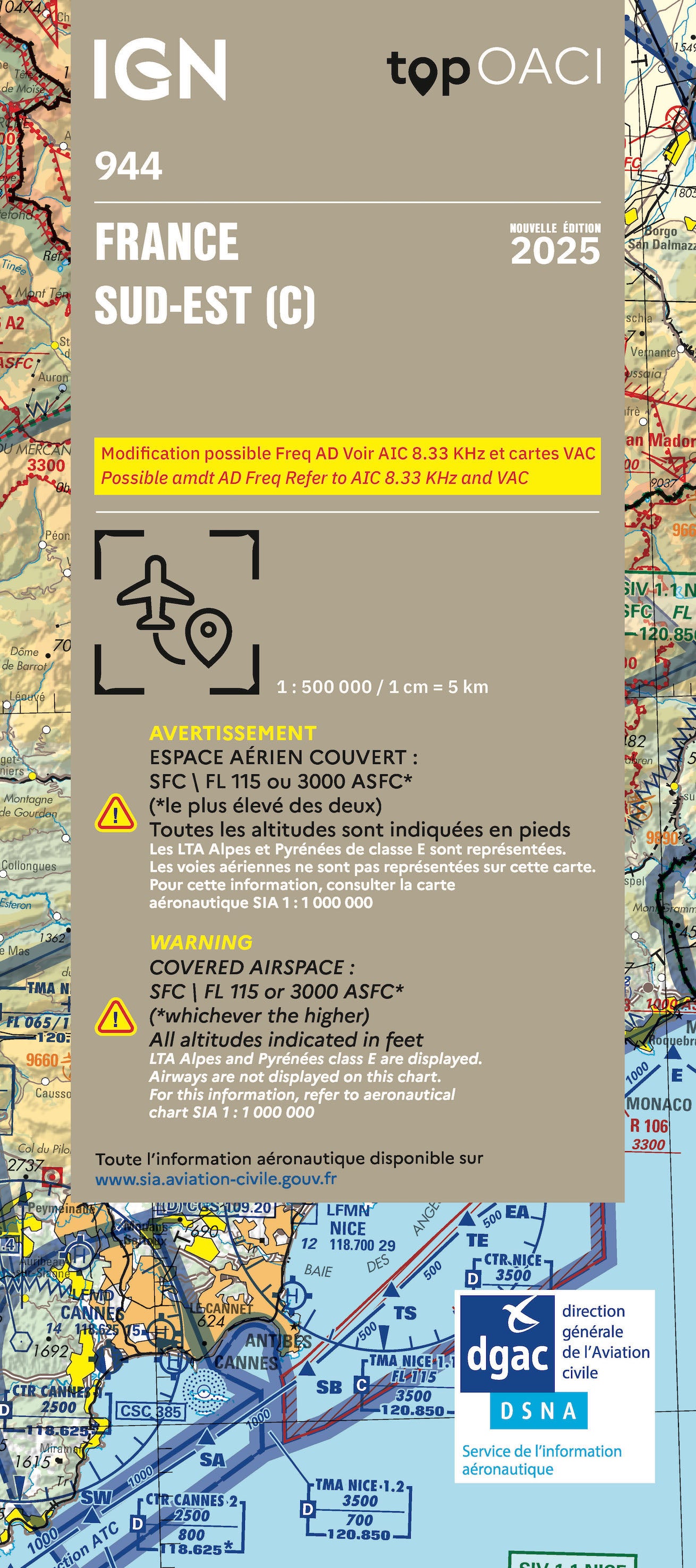 Carte avion IGN OACi 944 Sud-Est