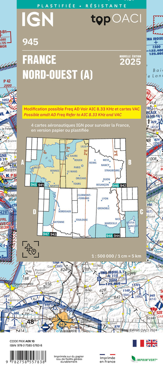 Carte IGN édition 2025 OACI 945 Nord-Ouest