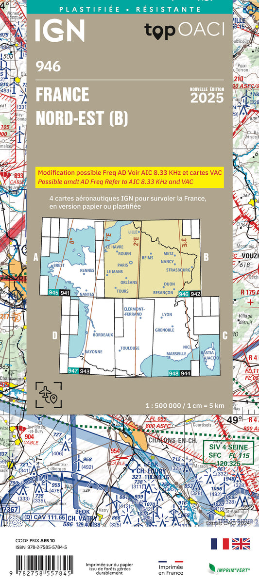 Carte IGN édition 2025 pour l'aviation - OACI 946