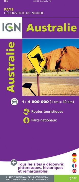 Carte touristique et parcs nationaux Australie par IGN