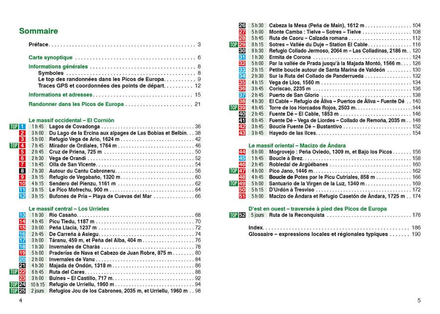 Sommaire du guide Rother picos de europa