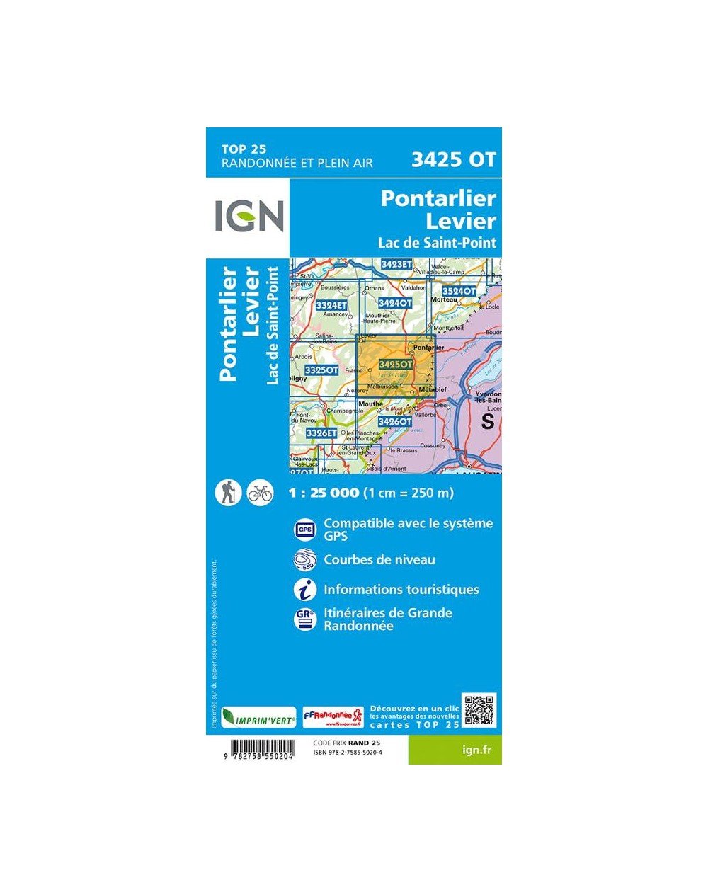 Carte ign randonnée | Pontarlier Levier Lac de Saint Point