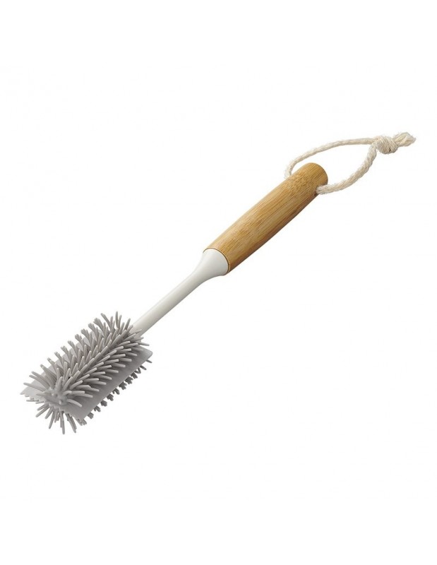 Brosse à bouteille silicone 31,5 cm Ø5 cm x 7,5 cm bambou-ProPlus-opleinair