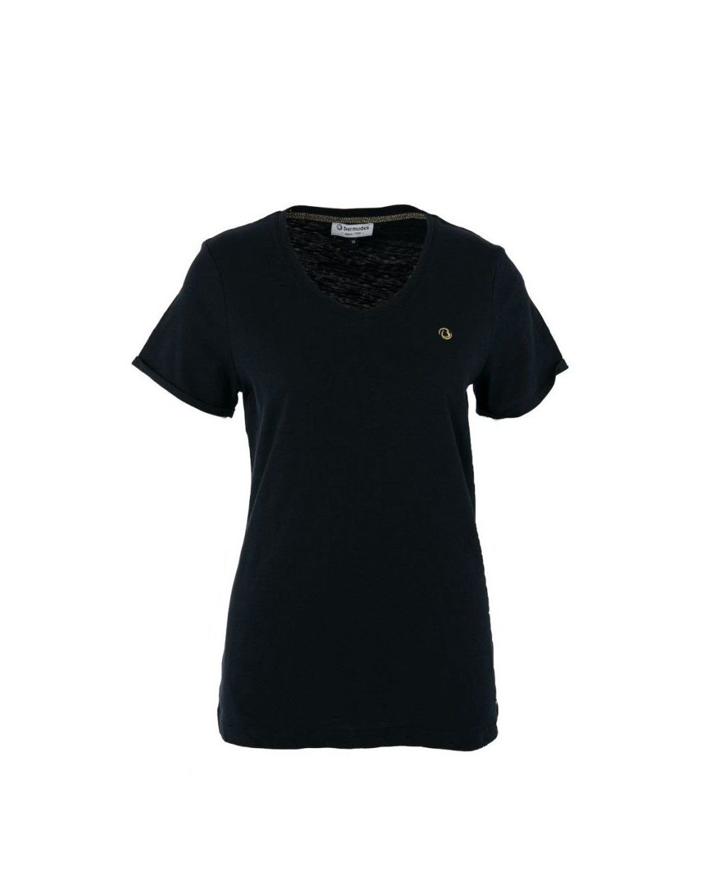 tee-shirt femme col V en coton navy