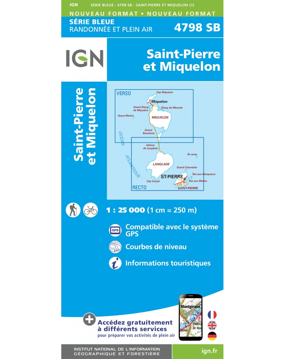 Carte randonnée Saint-Pierre et Miquelon | série Bleue IGN-4798SB