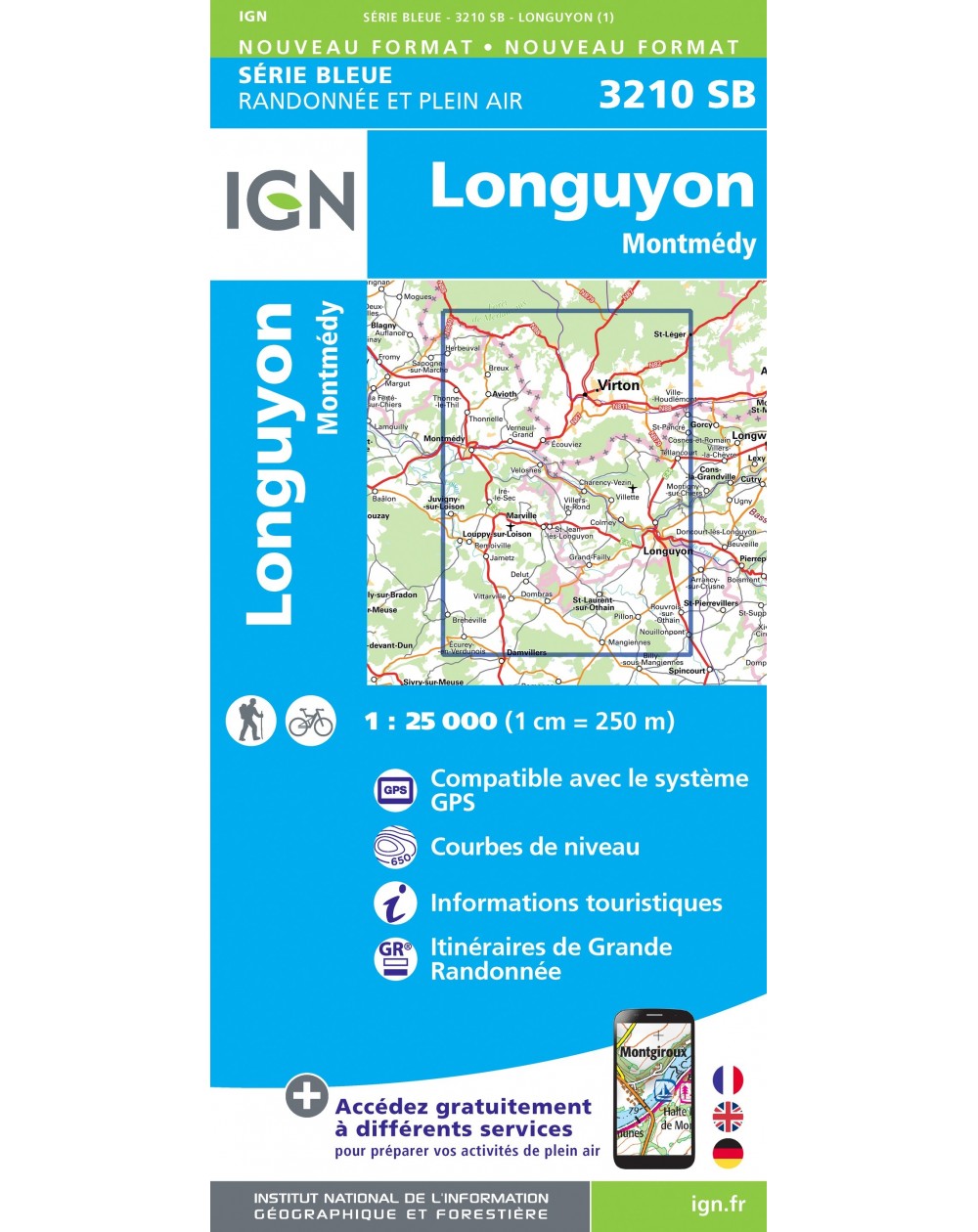 Carte randonnée Longuyon/Montmédy | série Bleue IGN-3210SB