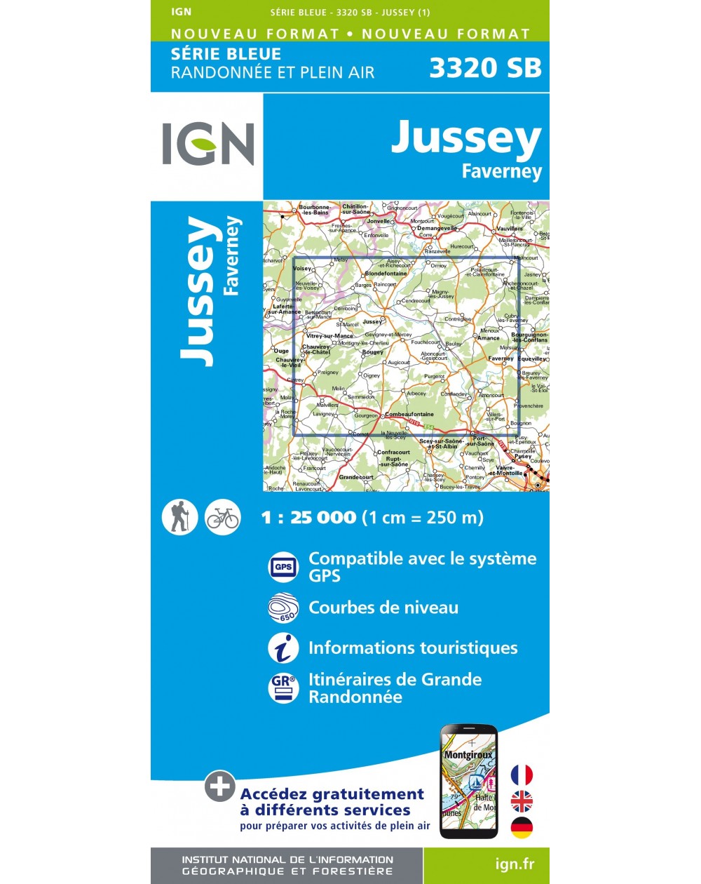 Carte randonnée Jussey / Faverney | série Bleue IGN-3320SB