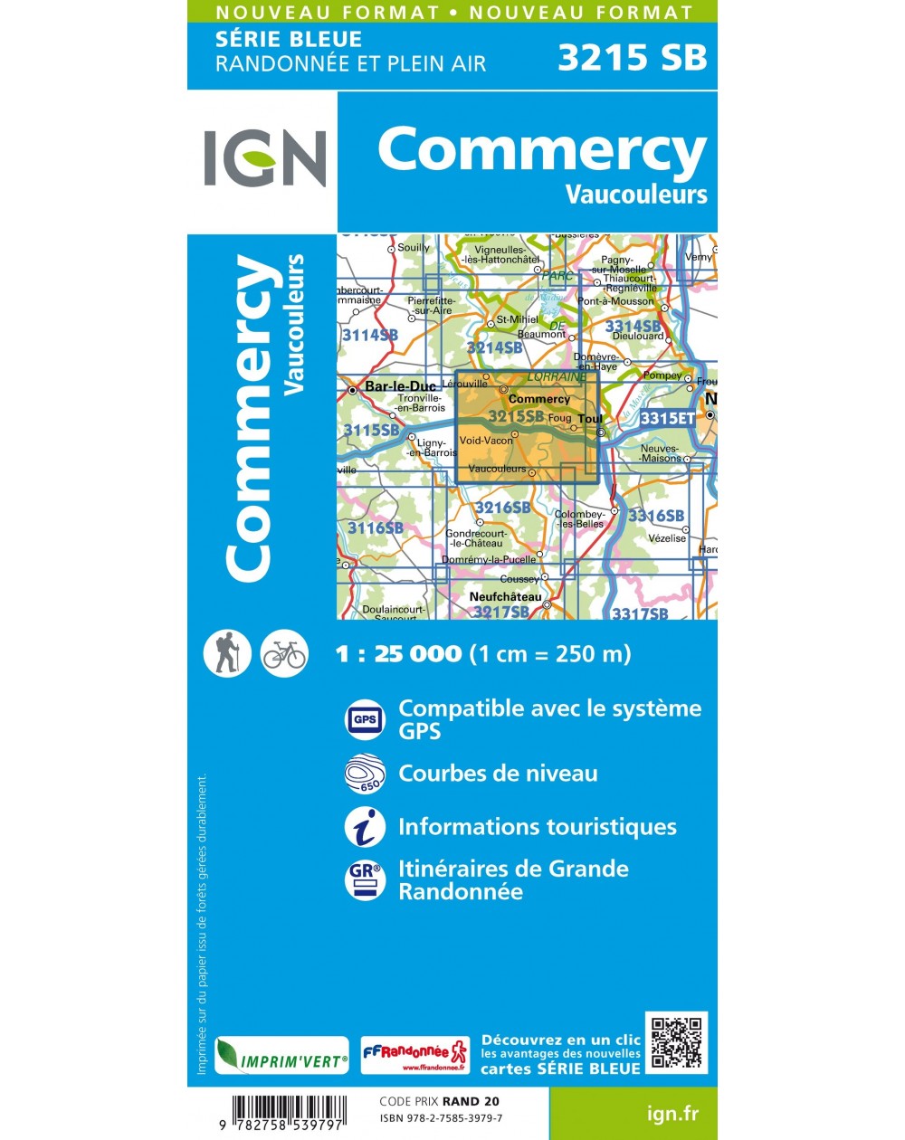 Carte randonnée Commercy/Vaucouleurs | série Bleue IGN-3215SB