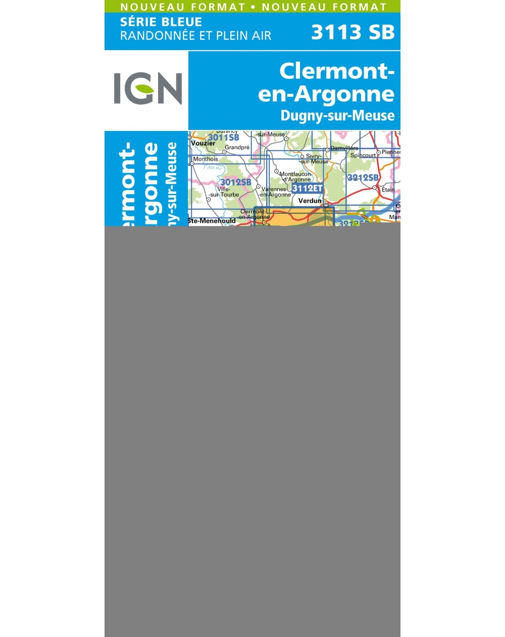 Carte randonnée Clermont en Argonne/Dugny sur Meuse | série Bleue IGN-3113SB